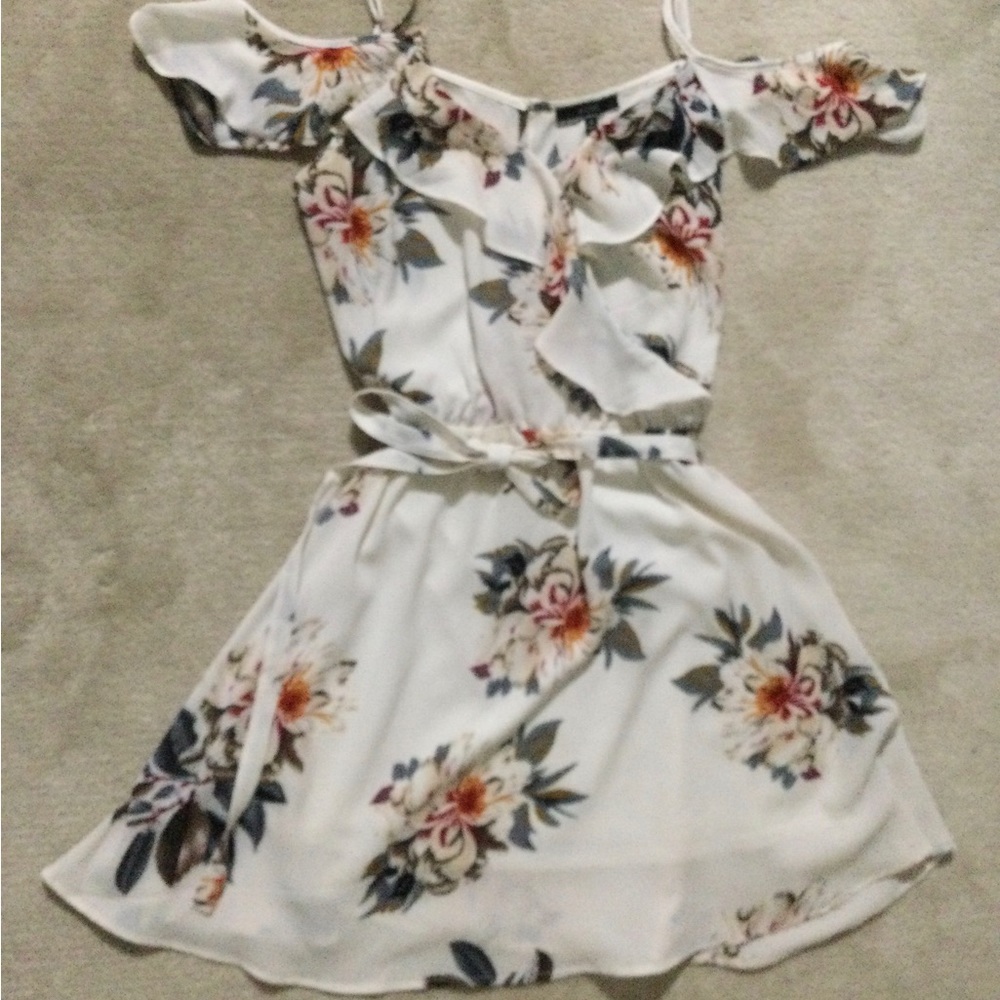 Floral cold shoulder dress